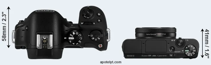 Compare NX30 versus RX100 V top