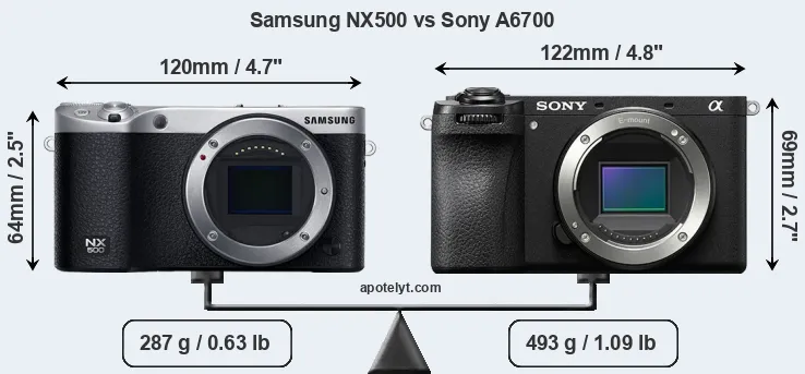 Size Samsung NX500 vs Sony A6700