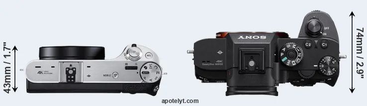 Compare NX500 versus A7R III top
