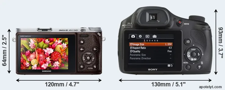 Comparison NX500 or HX350 rear