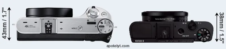 Compare NX500 versus RX100 II top