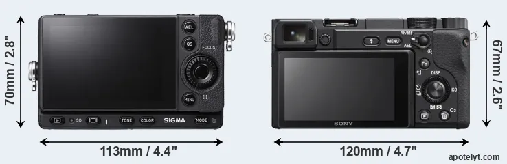 Comparison fp L or A6400 rear