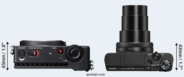 Compare fp L versus RX100 VII top