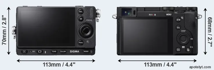 Comparison fp L or RX1R III rear