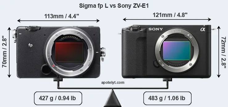 Size Sigma fp L vs Sony ZV-E1
