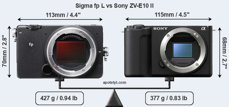 Size Sigma fp L vs Sony ZV-E10 II