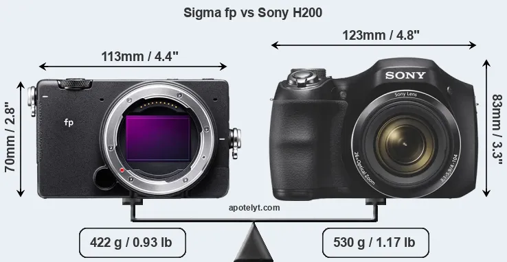 Size Sigma fp vs Sony H200