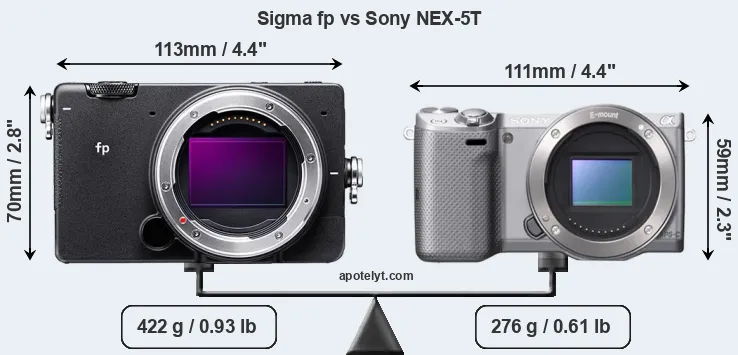 Size Sigma fp vs Sony NEX-5T