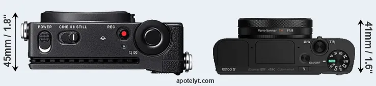 Compare fp versus RX100 IV top
