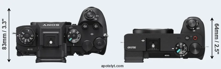 Compare A1 II versus A6700 top