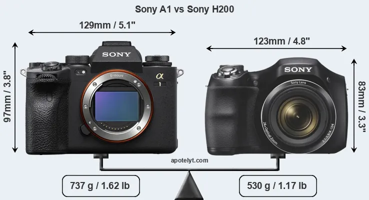 Size Sony A1 vs Sony H200