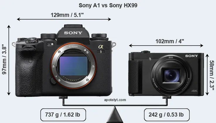 Size Sony A1 vs Sony HX99