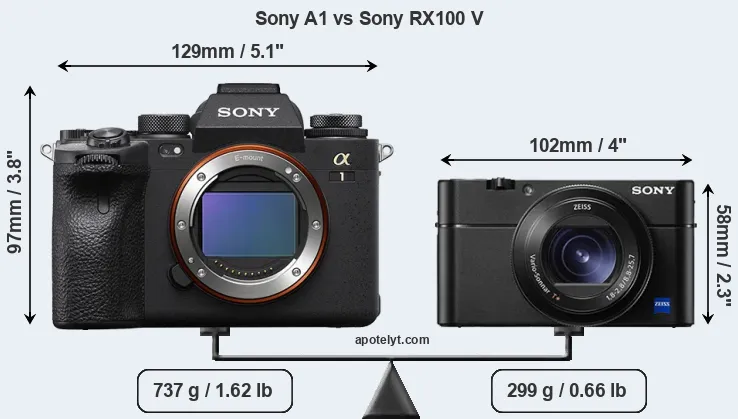 Size Sony A1 vs Sony RX100 V