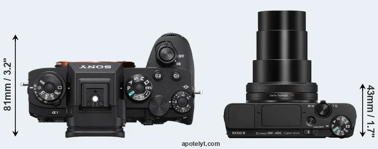 Compare A1 versus RX100 VI top