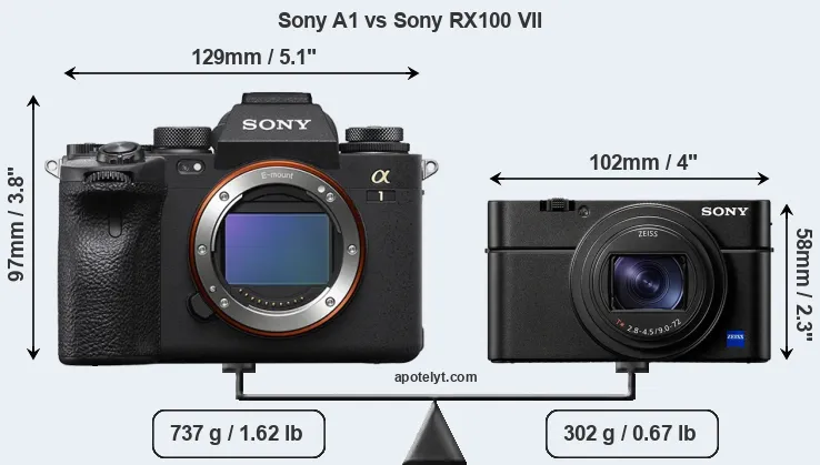 Size Sony A1 vs Sony RX100 VII