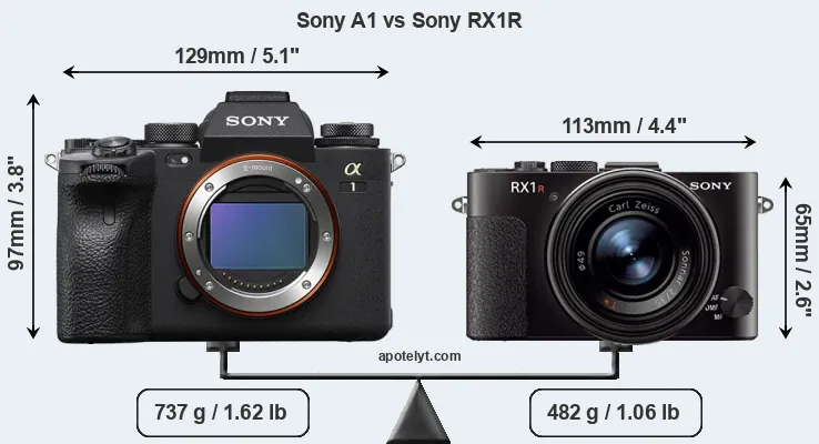 Size Sony A1 vs Sony RX1R