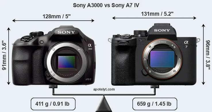 Size Sony A3000 vs Sony A7 IV