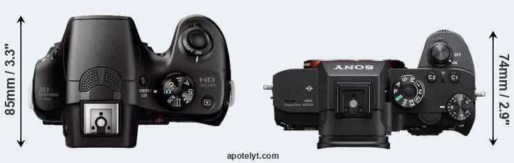 Compare A3000 versus A7R III top