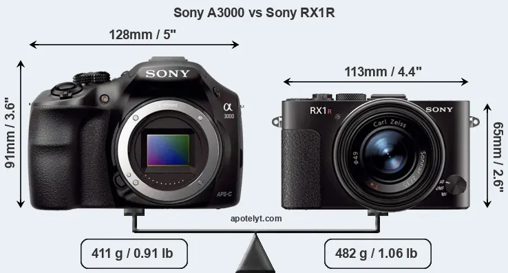 Size Sony A3000 vs Sony RX1R