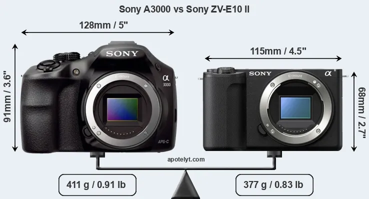 Size Sony A3000 vs Sony ZV-E10 II
