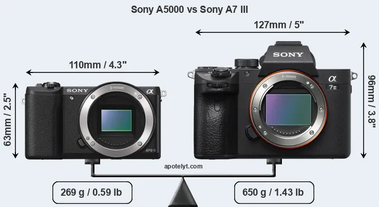 Size Sony A5000 vs Sony A7 III