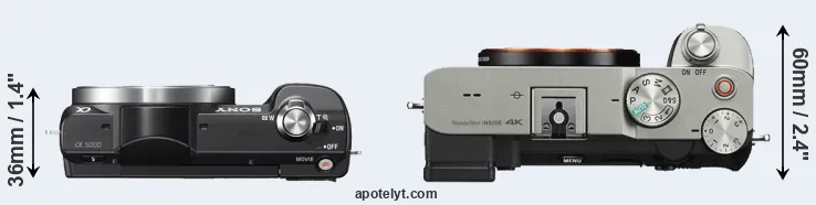 Compare A5000 versus A7C top
