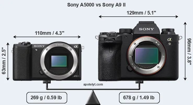 Size Sony A5000 vs Sony A9 II