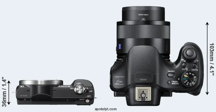 Compare A5000 versus HX400V top