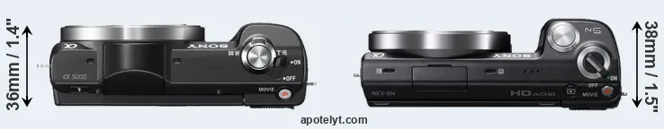 Compare A5000 versus NEX-5N top