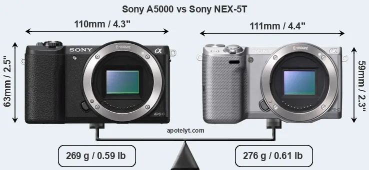 Size Sony A5000 vs Sony NEX-5T
