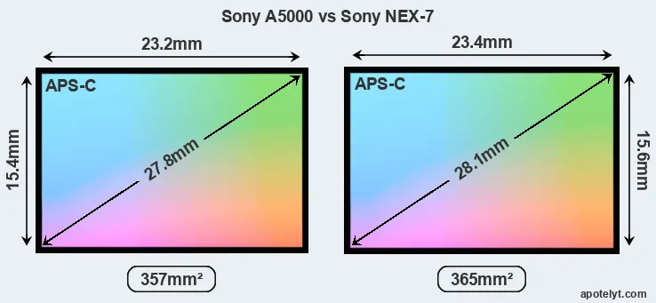 Sony A5000 and Sony NEX-7 sensor measures