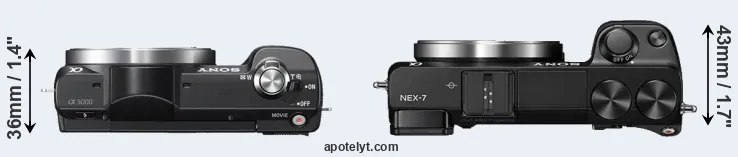 Compare A5000 versus NEX-7 top