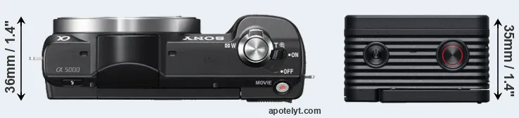 Compare A5000 versus RX0 II top