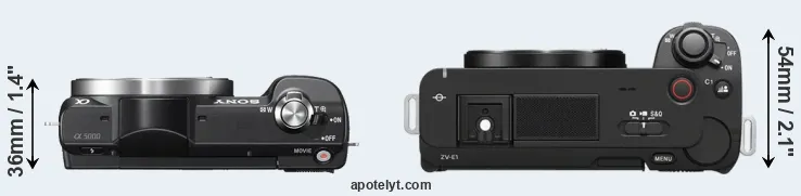 Compare A5000 versus ZV-E1 top