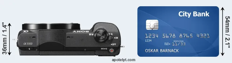 A5100 versus credit card top view