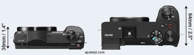 Compare A5100 versus A6700 top