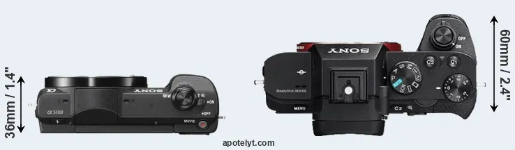 Compare A5100 versus A7R II top