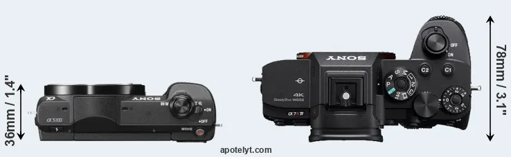 Compare A5100 versus A7R IV top