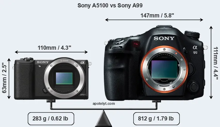 Size Sony A5100 vs Sony A99
