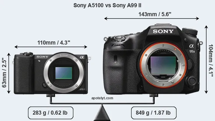 Size Sony A5100 vs Sony A99 II