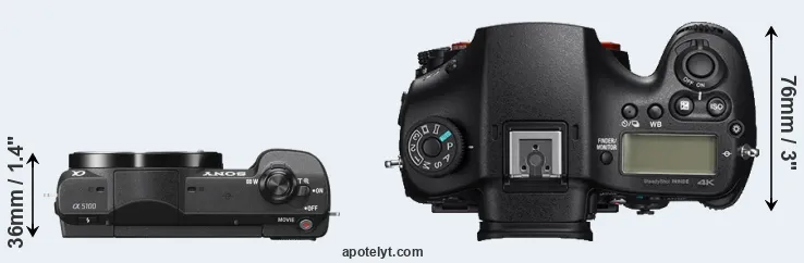 Compare A5100 versus A99 II top