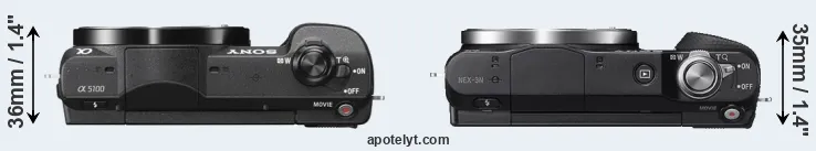 Compare A5100 versus NEX-3N top