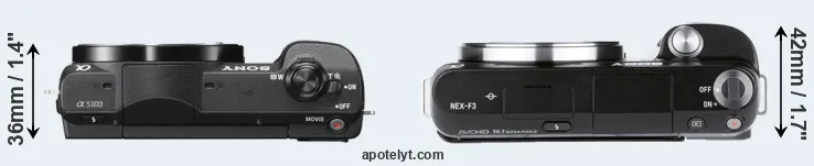 Compare A5100 versus NEX-F3 top
