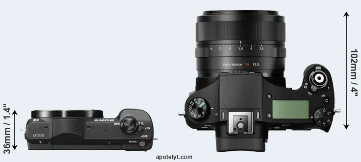 Compare A5100 versus RX10 top