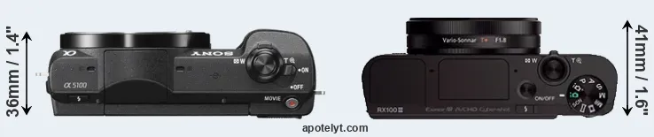 Compare A5100 versus RX100 III top