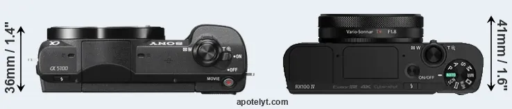 Compare A5100 versus RX100 IV top