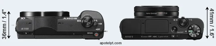 Compare A5100 versus RX100 V top