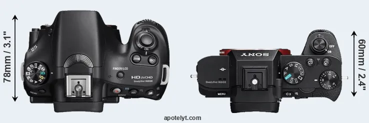 Compare A58 versus A7 II top
