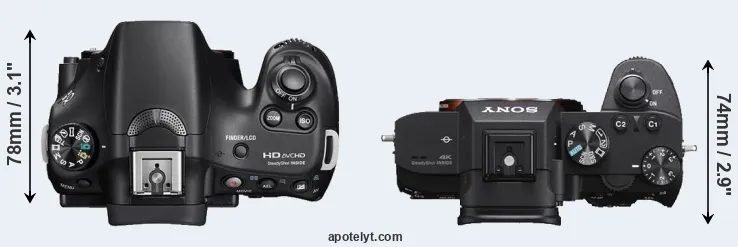 Compare A58 versus A7 III top