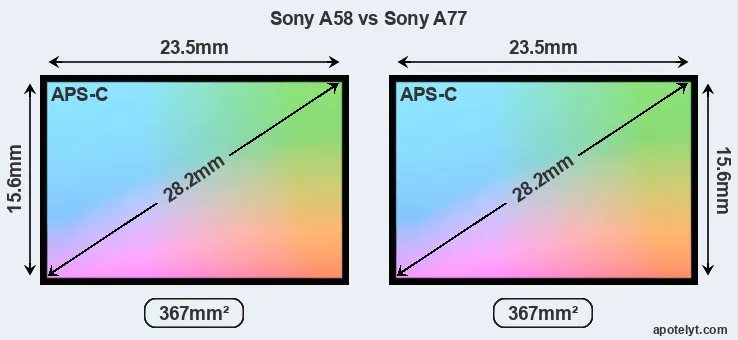 Sony A58 and Sony A77 sensor measures